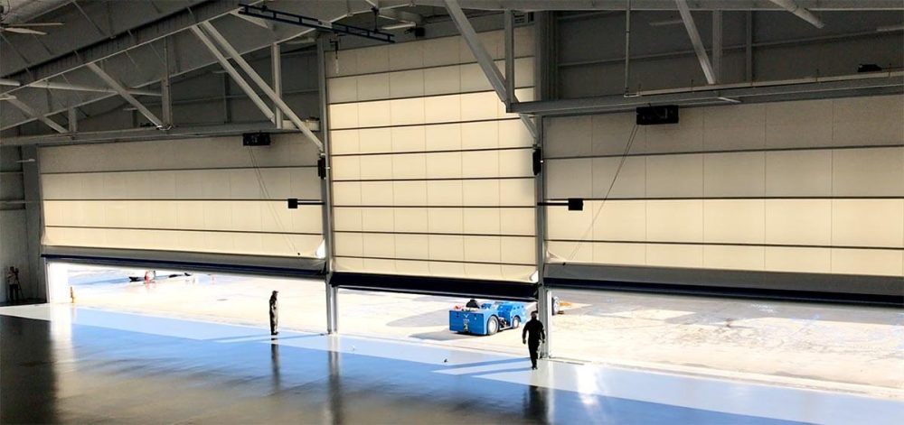 Aviation Hangar with Overhead Doors